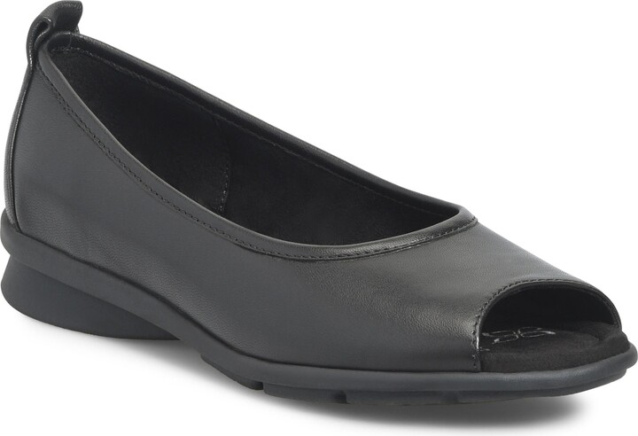 Black Peep Toe Flats | ShopStyle