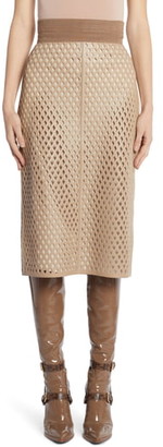 Fendi Leather Mesh Pencil Skirt
