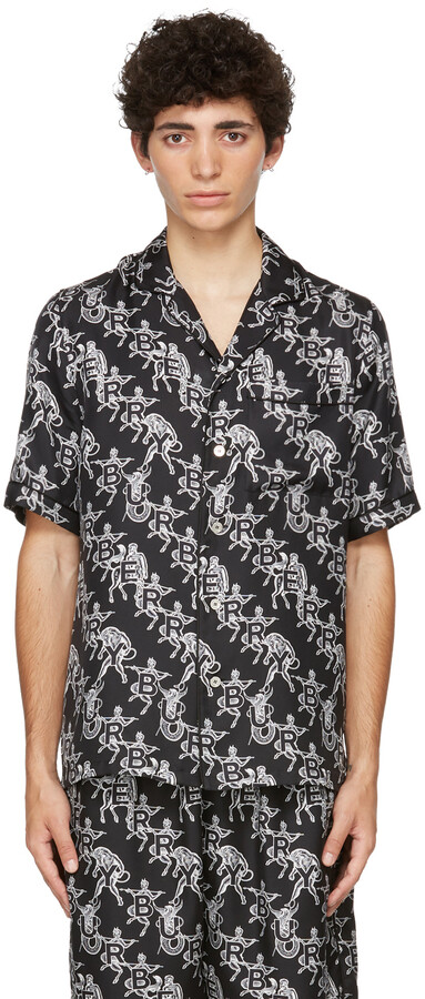 Burberry SSENSE Exclusive Black Mythical Alphabet Silk Logo Short Sleeve  Shirt - ShopStyle