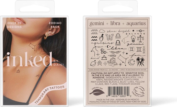 Inked by Dani Zodiac Collection: Air Signs Temporary Tattoo Pack