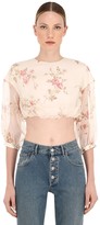 Thumbnail for your product : Brock Collection Floral Printed Silk Organza Crop Top
