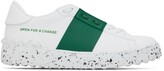 Thumbnail for your product : Valentino Garavani White & Green Open For A Change Sneakers