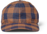 Thumbnail for your product : A.P.C. Leather-Trimmed Check Linen Baseball Cap