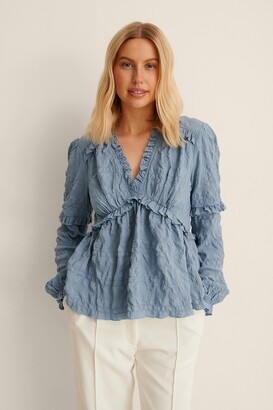 NA-KD Recycled Structured LS Frill Blouse - ShopStyle Tops