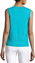 Thumbnail for your product : St. John Nitya Eyelet Knit Scoop-Neck Shell, Turquoise