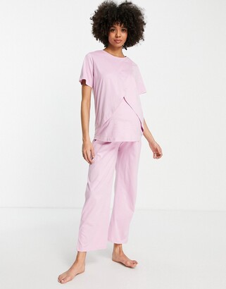 ASOS Maternity - Nursing ASOS DESIGN Maternity mix & match cotton pyjama nursing tee in pink - PINK