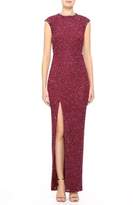 Thumbnail for your product : Rachel Gilbert Hand Embellished Slit Front Column Gown