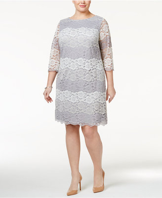 Jessica Howard Plus Size Striped Lace Sheath Dress