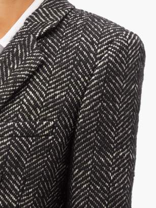 Saint Laurent Double-breasted Wool-blend Herringbone Coat - Womens - Black