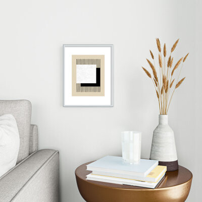 Deny Designs MoonlightPrint Square BW Stripes Metal Framed Art Print