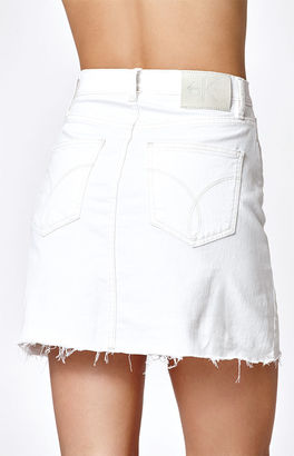 Calvin Klein White A-Line Denim Mini Skirt