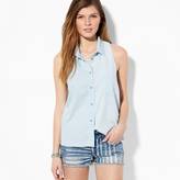 Thumbnail for your product : American Eagle AE Sleeveless Chambray Button Down