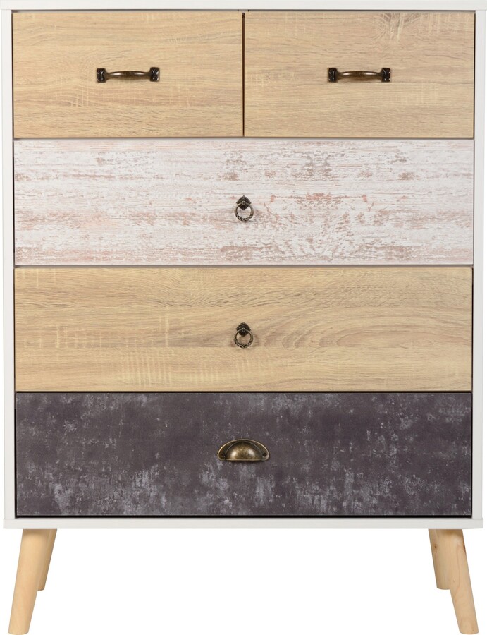 Dunelm Nordic 5 Drawer Chest, White & Pine White ShopStyle