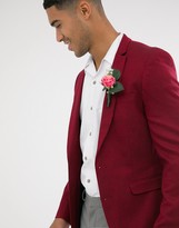 Thumbnail for your product : ASOS DESIGN wedding super skinny wool mix blazer in burgundy