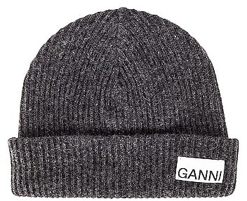 Ganni Recycled Wool Knit Beanie in Gray,Grey - ShopStyle Hats