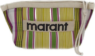 Isabel Marant Logo Patch Striped Clutch Bag