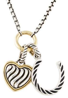 David Yurman Horseshoe & Heart Charm Necklace