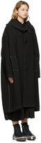 Thumbnail for your product : Y's Black Gabardine Chain Stitch Big Hooded Coat