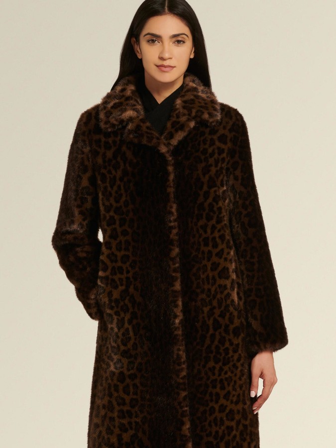 DKNY Donna Karan Women's Faux Leopard Coat - Leopard - Size XX-Small ...