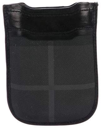 Burberry Beat Check Leather-Trim Phone Case
