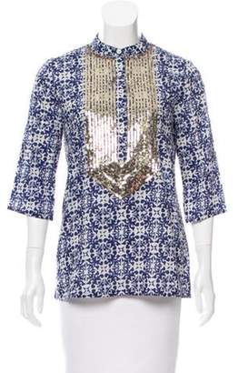 Figue Jasmine Sequin-Embellished Tunic w/ Tags Indigo Jasmine Sequin-Embellished Tunic w/ Tags
