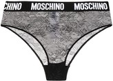 Thumbnail for your product : Moschino Logo-Waistband Floral Lace Briefs