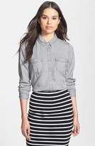 Thumbnail for your product : Halogen Long Sleeve Chambray Shirt (Regular & Petite)