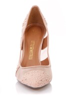 Thumbnail for your product : Little Mistress Footwear Nude Mesh Diamante Pointed Court Shoe