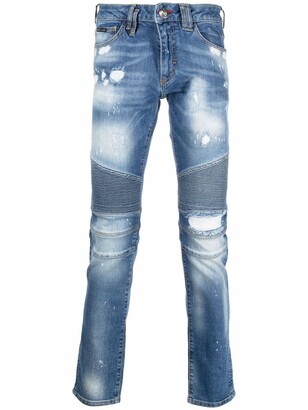 Philipp Plein Slim-Fit Biker-Style Jeans