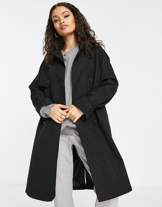 Moda Petite classic trench coat in black - ShopStyle Outerwear