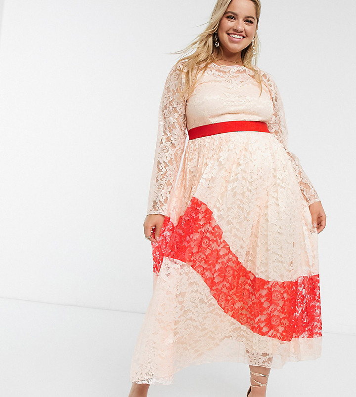 little mistress premium lace pleated midi dress