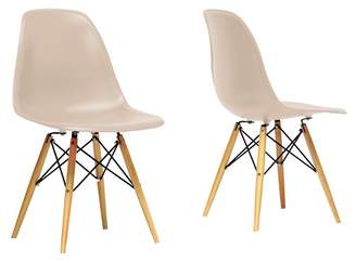 Baxton Studio Azzo Plastic Mid-Century Modern Shell Chair - Beige (Set of 2)