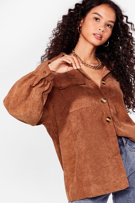 Nasty Gal Womens Button Down Oversized Corduroy Shirt - Brown