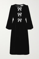 Thumbnail for your product : Saloni Camille Bow-embellished Velvet Midi Dress - Black