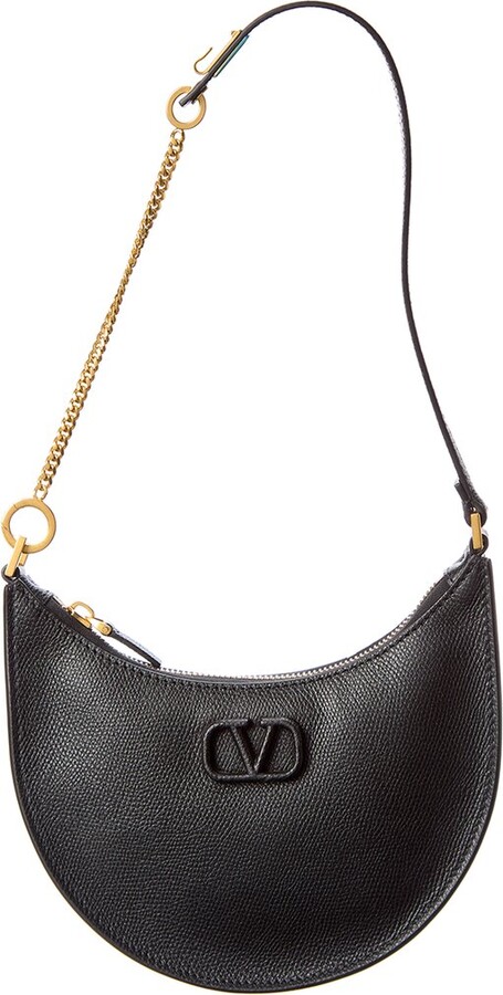 V Logo Signature Mini Leather Shoulder Bag in Black - Valentino