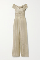 Thumbnail for your product : Talbot Runhof Gathered Metallic Voile Jumpsuit