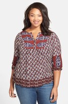 Thumbnail for your product : Lucky Brand 'Annabelle' Mixed Print Top (Plus Size)