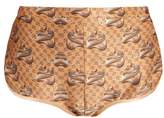 Thumbnail for your product : Katie Eary Snake Print Silk Satin Briefs - Womens - Beige Multi