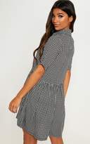Thumbnail for your product : PrettyLittleThing Black Dog Tooth Short Sleeve Skater Dress