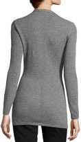 Thumbnail for your product : Lafayette 148 New York Cashmere V-Neck Seam-Detailed Cardigan, Nickel Melange