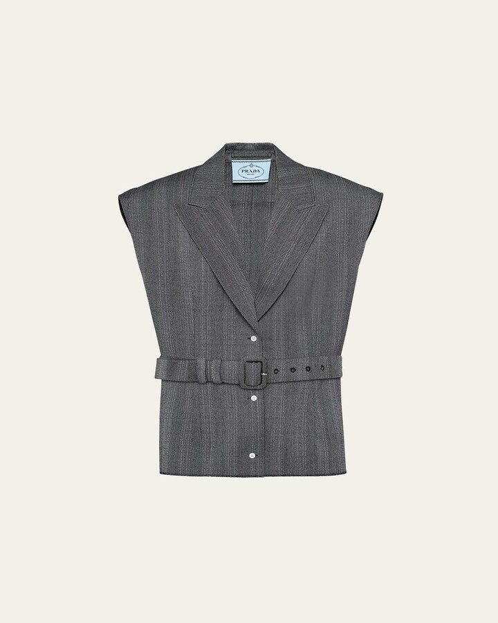 Single-Breasted Pinstripe Wool Vest