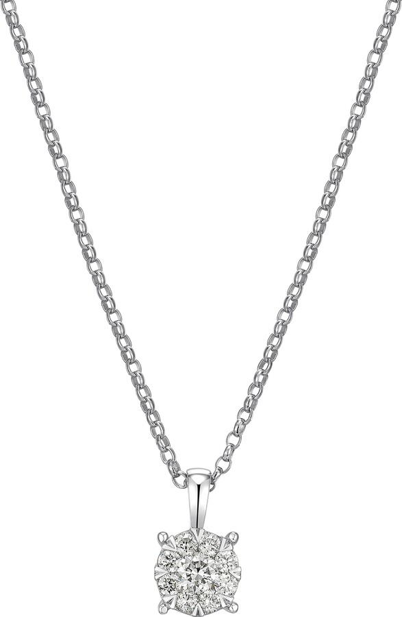 Amazon Collection 2/5 CT TW Lab Grown Diamond Cluster Round Solitaire Pendant on 18" + 3" Chain