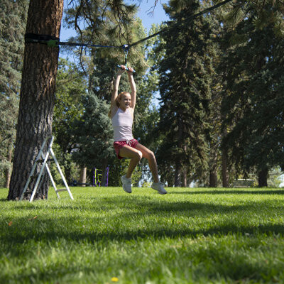 Hape Trelines: Roller Adventure Line 36 ft - Zipline, Grip Bar Handle, Ratchet Setup Between 2 Trees, Outdoor Sport Play, 200lb Cap, Adults & Kids Ages 5+