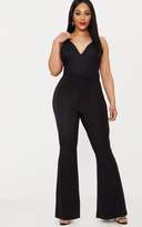 Thumbnail for your product : PrettyLittleThing Plus Black Lace Strappy Lace Plunge Bodysuit