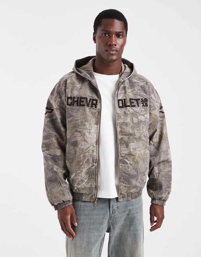 Hollister full zip hooded skater jacket in camo print