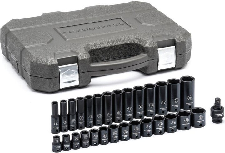 GEARWRENCH 3/8 in. Drive 6-Point Metric Standard & Deep Impact Socket Set (29-Piece)