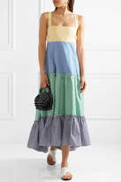 Thumbnail for your product : MDS Stripes Tiered Gingham Cotton-poplin Maxi Dress