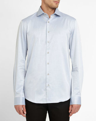 Calvin Klein Sky-Blue Twill Shirt with Pattern on Collar and Cuffs