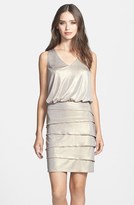 Thumbnail for your product : Laundry by Shelli Segal Tiered Skirt Metallic Blouson Dress