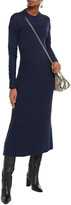 Thumbnail for your product : Cédric Charlier Ruched Ribbed Cotton And Cashmere-blend Midi Dress